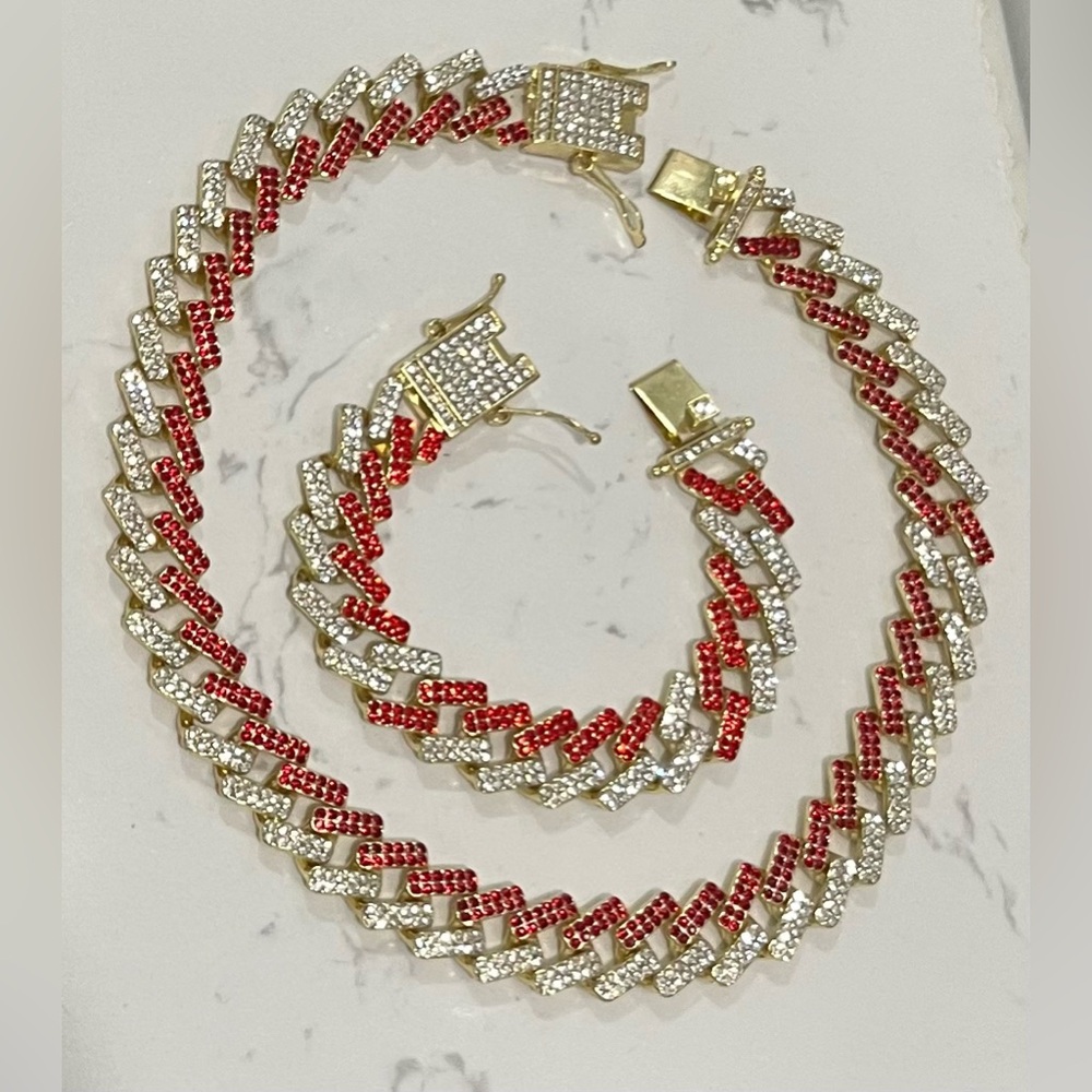 Bling Jewelry Red and Gold Necklace